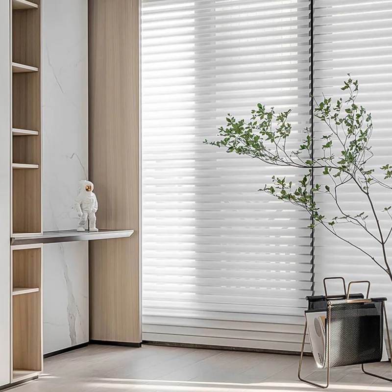 Smart WiFi Electric Shangri-La Printed Slat Curtain Blinds Shades Shutters Automatic 30"W X 48"L Roller Shades Built-In