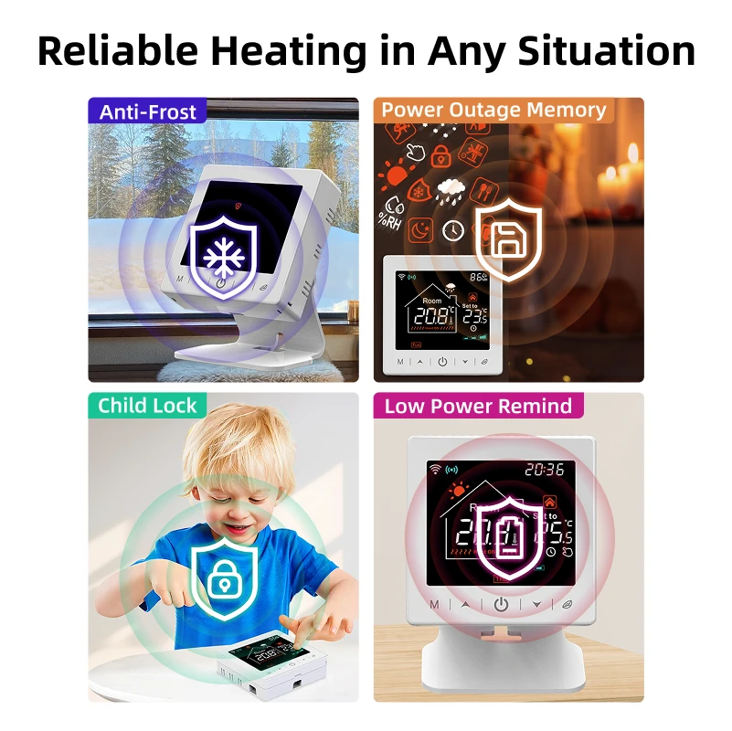 Smart home Wifi thermostat tuya RF wireless gas boiler heating programmable room temperature remote controller with alexa google