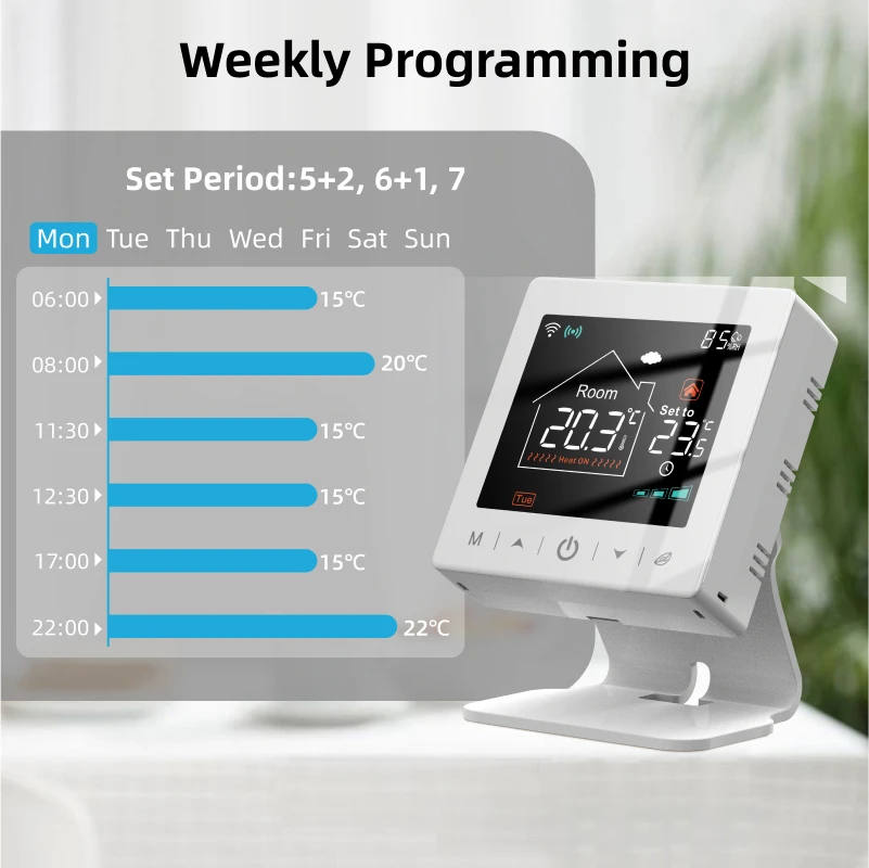 Smart home Wifi thermostat tuya RF wireless gas boiler heating programmable room temperature remote controller with alexa google