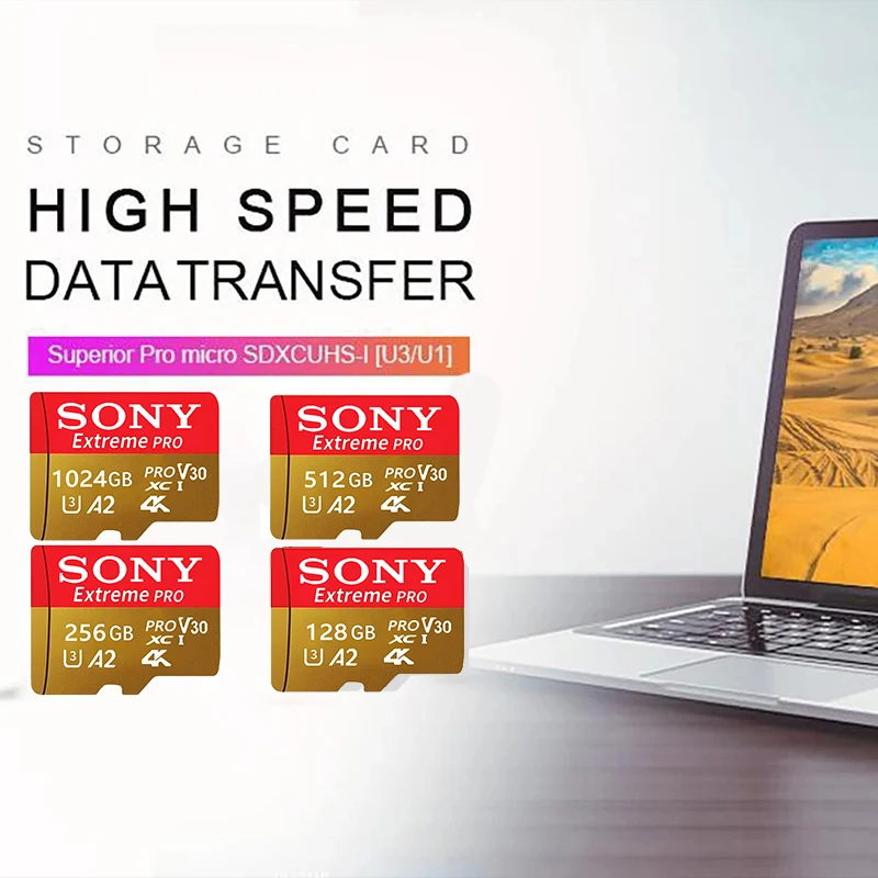 Sony 1TB 512GB Micro TF SD Card High Speed Transfer Ultra SD Memory Card A2 TF Flash Cards for Phone Camera 256GB 128GB 64GB