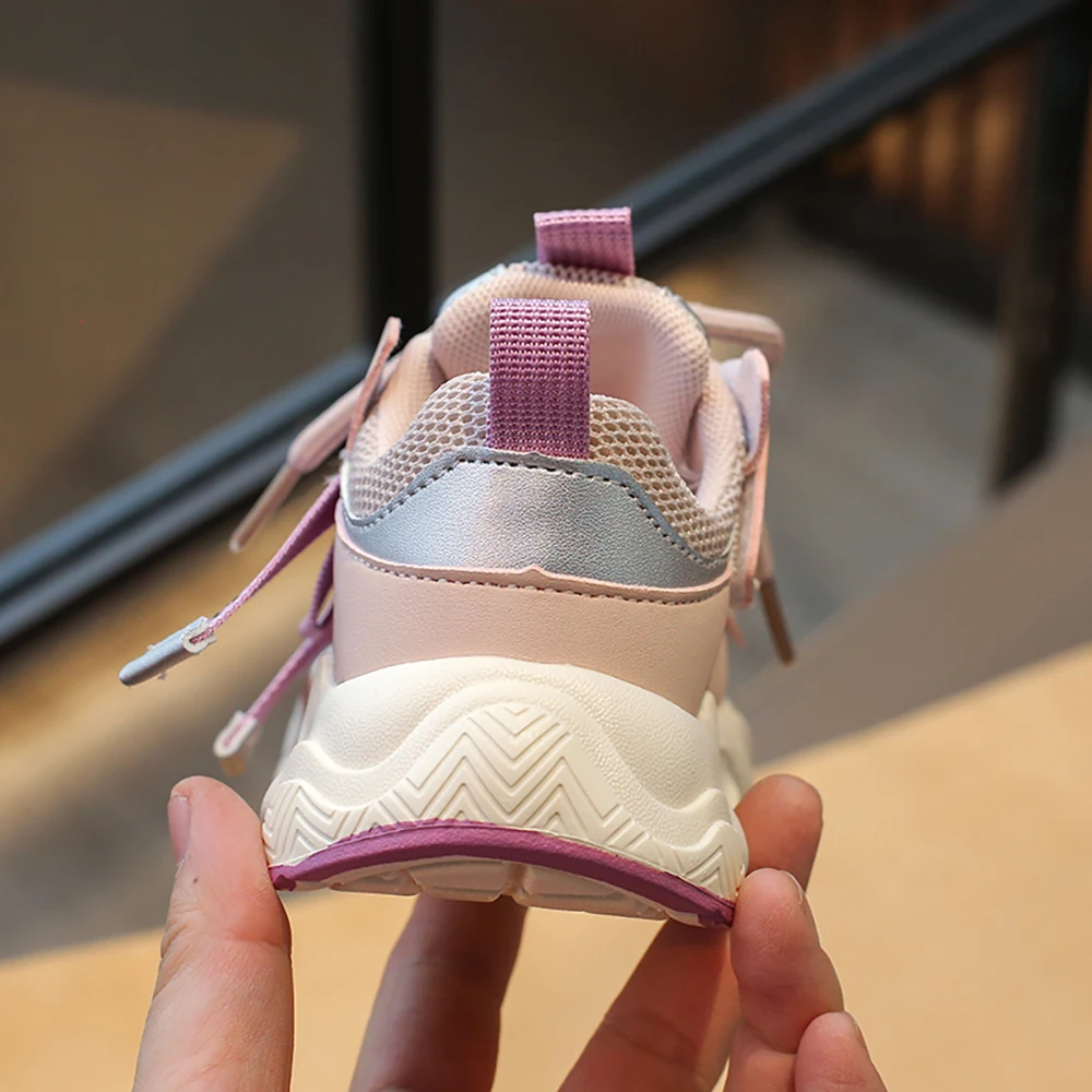 Spring Sport Shoes For Children PU Leather Breathable Teenager Kid's Sneakers Anti-slippery Boy's Girl's Running Shoes