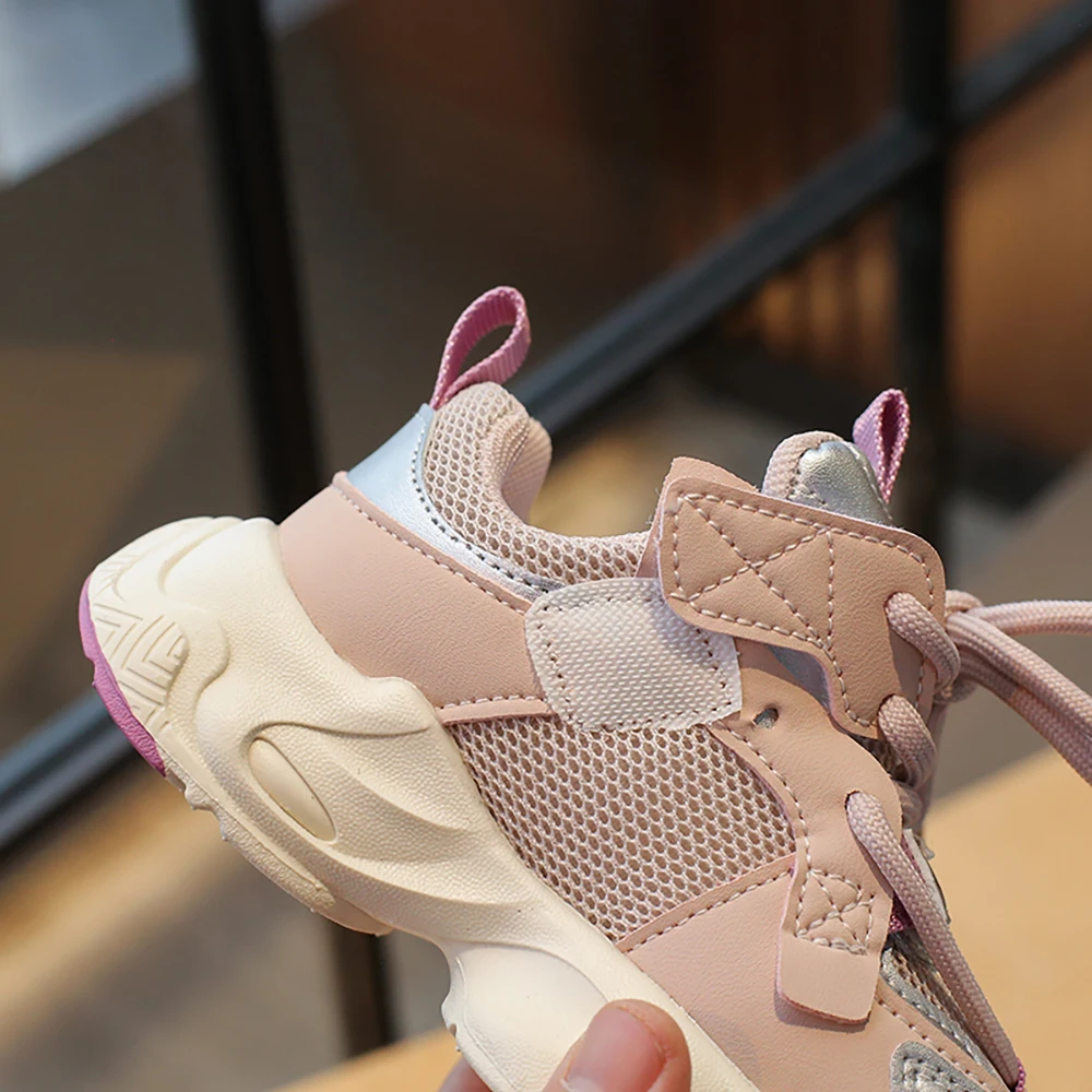 Spring Sport Shoes For Children PU Leather Breathable Teenager Kid's Sneakers Anti-slippery Boy's Girl's Running Shoes