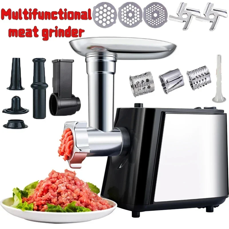 Stainless Electric Meat Grinder 1000W Multifunctional Home Sausage Stuffer Meat Mincer Food Processor Electric Vegetable Cutter