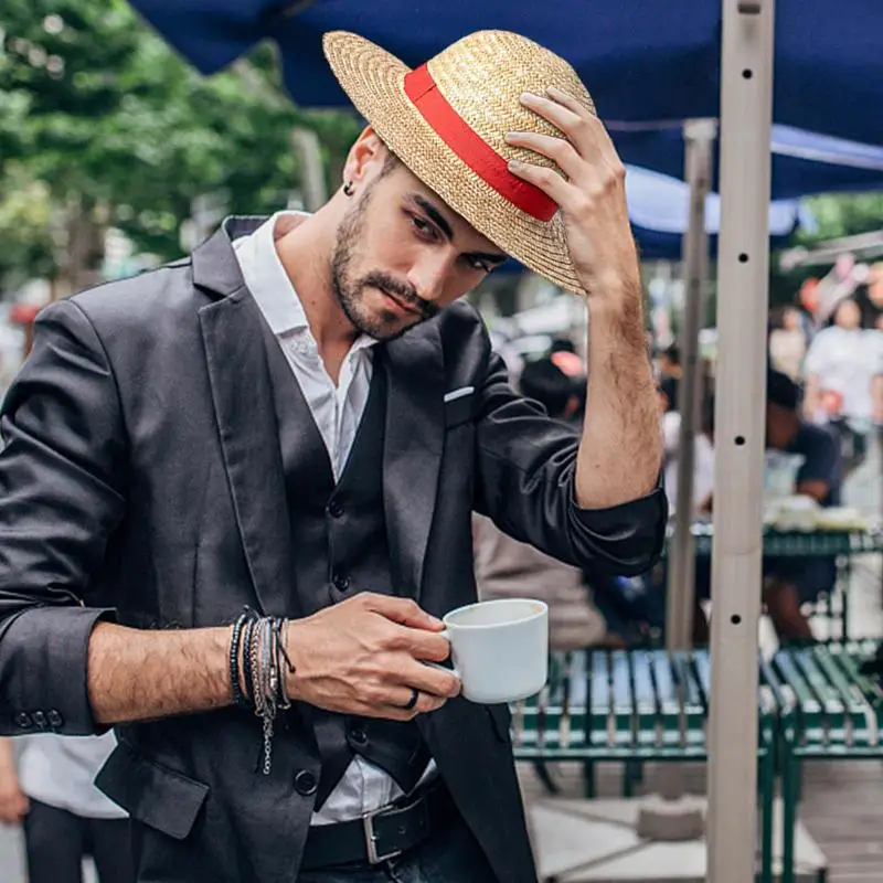 Straw Hat Anime Cosplay Prop Luffy Cap Role Play Summer Strawhats Stage Performance Accessories Adult Unisex Sunshade Hat