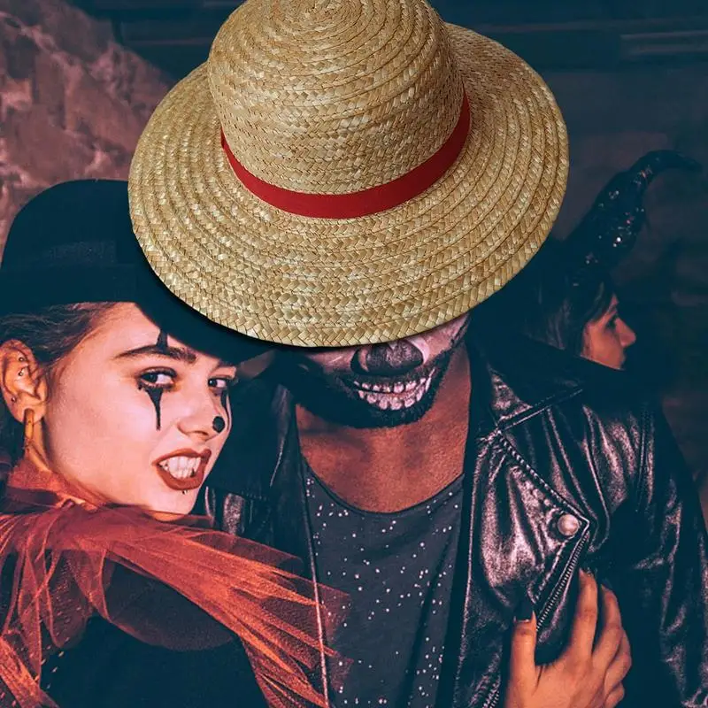 Straw Hat Anime Cosplay Prop Luffy Cap Role Play Summer Strawhats Stage Performance Accessories Adult Unisex Sunshade Hat