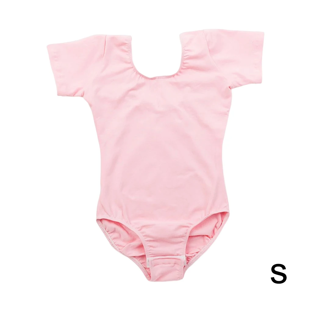 Stretchy Ballet Dance Outfit Short Sleeve Jumpsuit Dancewear Leotard Pink
