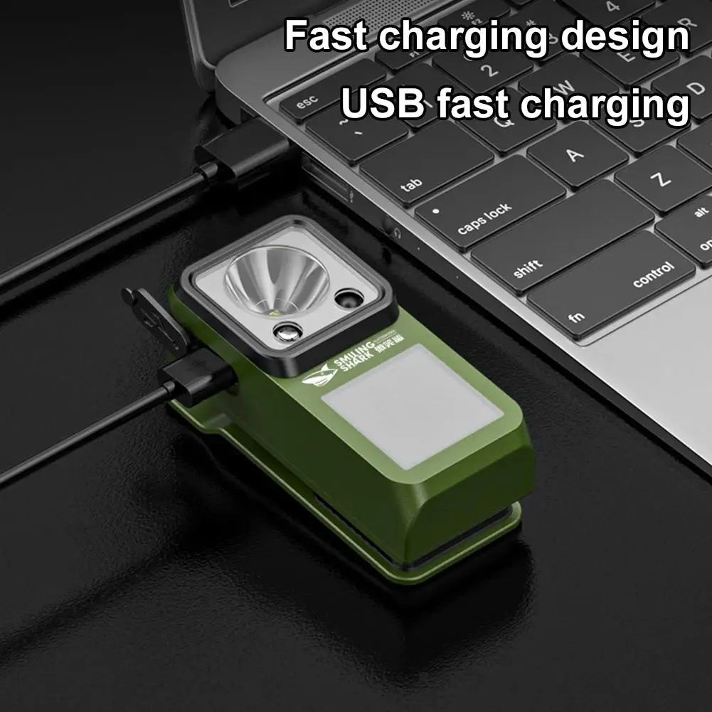 Strong Magnetic EDC Clip Flashlight Multifunction Adjustable LED Flashlight Outdoors Mini Work Light Rechargeable Camping Lamp