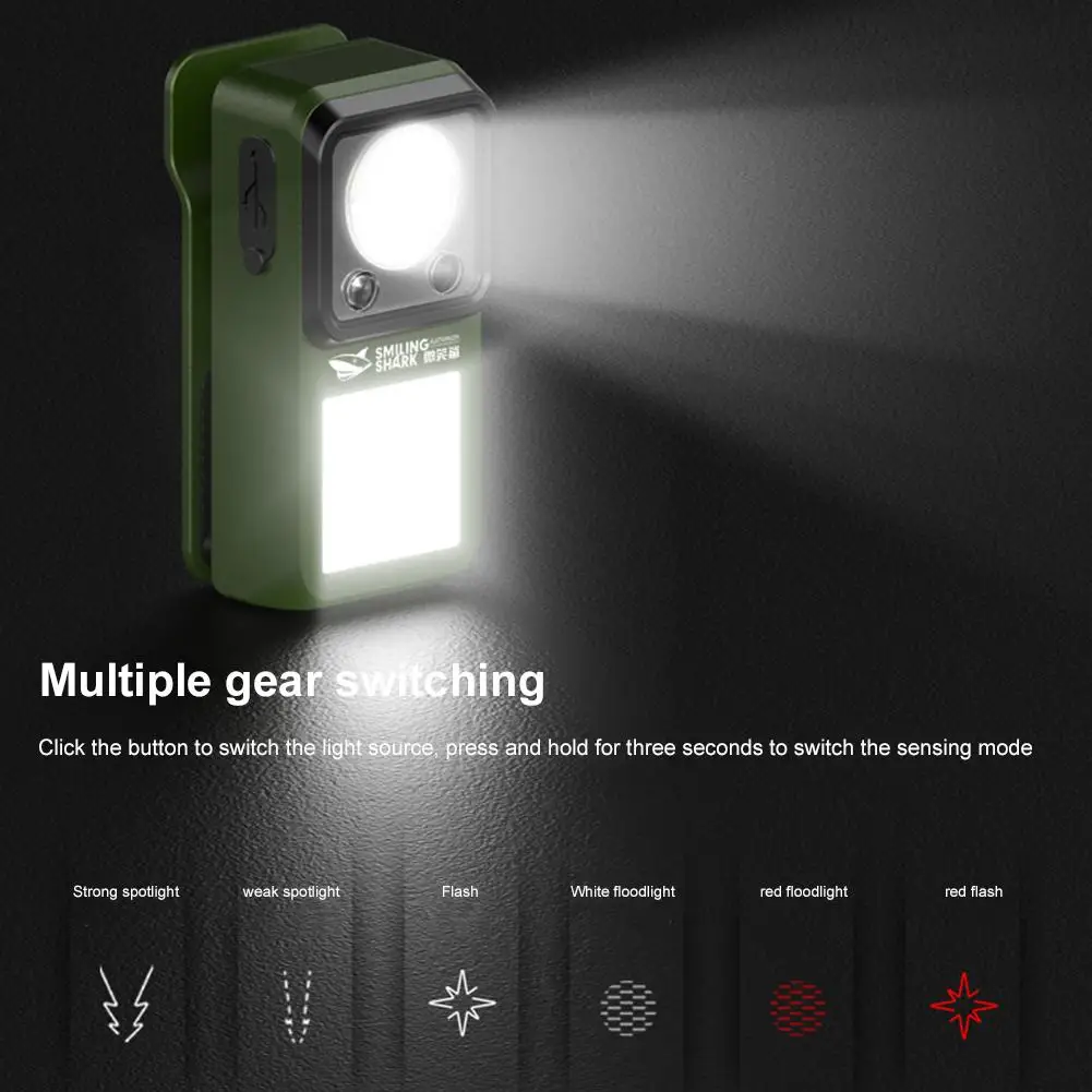 Strong Magnetic EDC Clip Flashlight Multifunction Adjustable LED Flashlight Outdoors Mini Work Light Rechargeable Camping Lamp