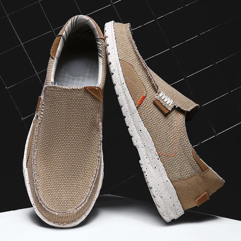 Summer Breathable Sneakers Men Canvas Shoes Slip On Loafers Men Comfty Casual Men Shoes Lightweight Flats Men Walking Zapatos