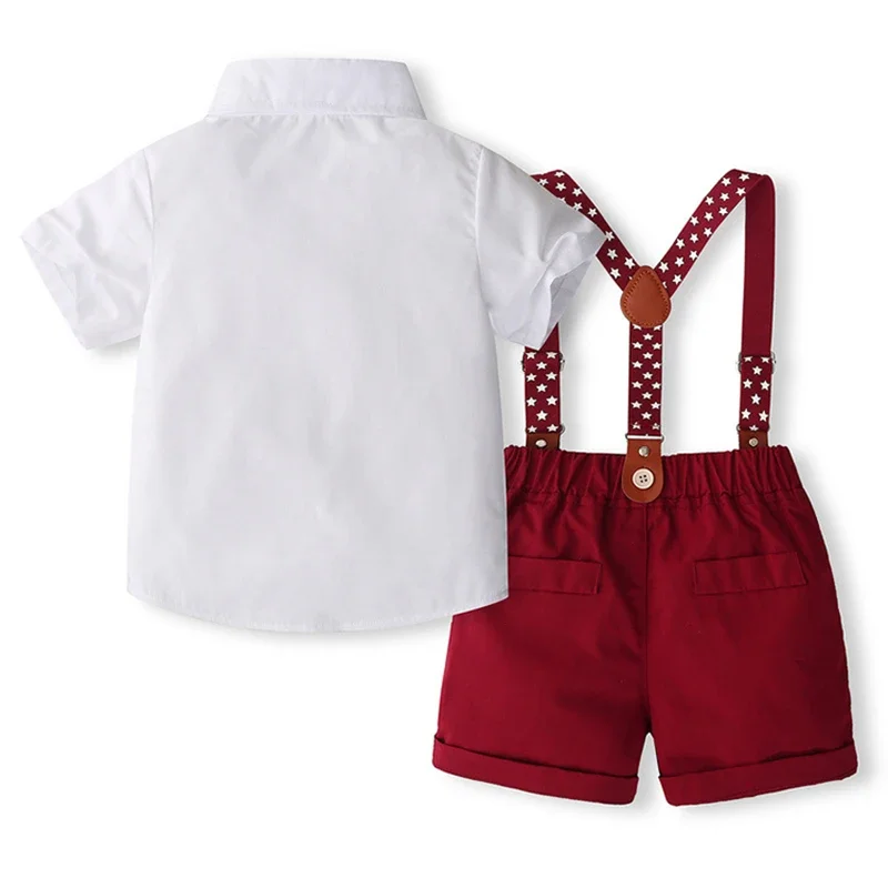 Summer New Short Sleeved Boys' Set British Baby Strap Clothes Gentlemen's Casual Children's Set