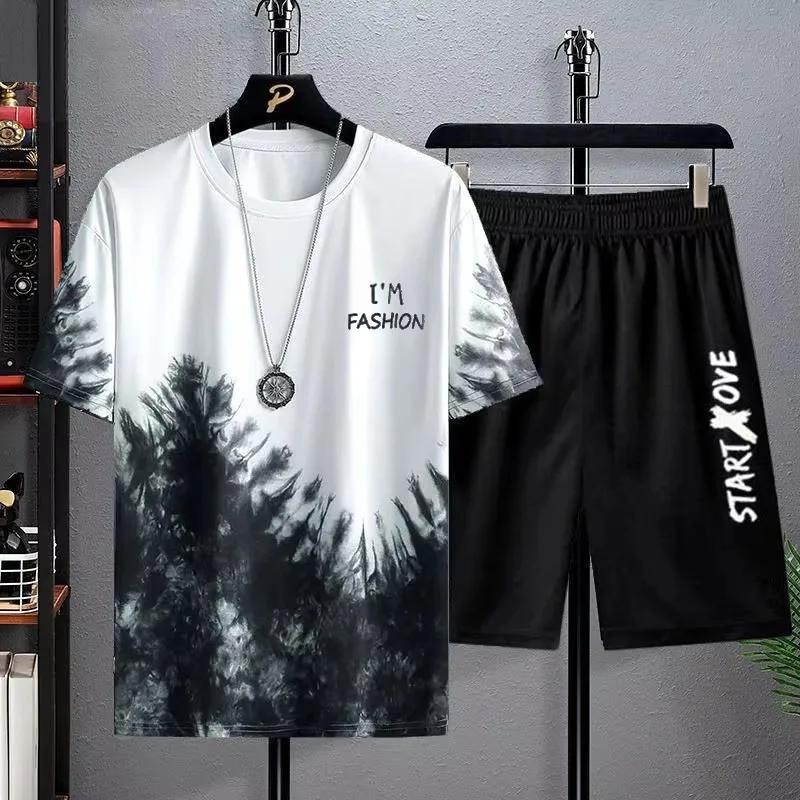 Summer Quick Drying Men's Sets Fashion tracksuits Casual Breathable Short Sleeve 3D Printed Sports T-shirt+Shorts Basketball Set