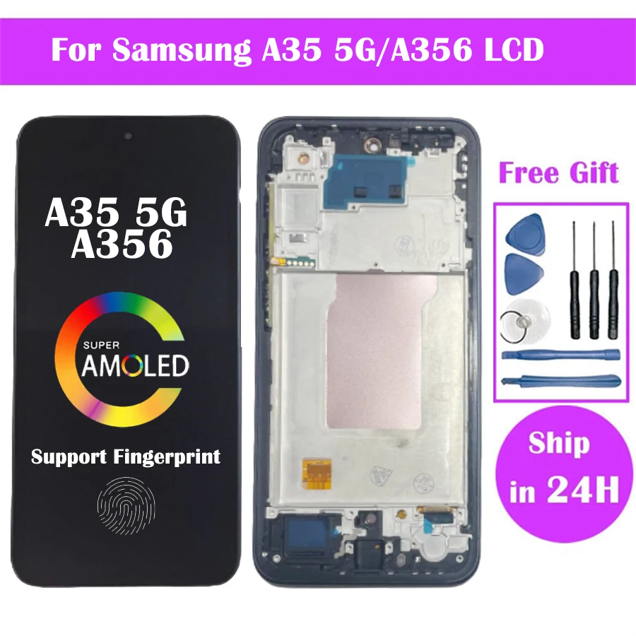 Super AMOLED Pantalla A35 5G Samsung LCD A356B A356E A356U Display Touch Screen Digitizer For Samsung A35 LCD Replacement Parts