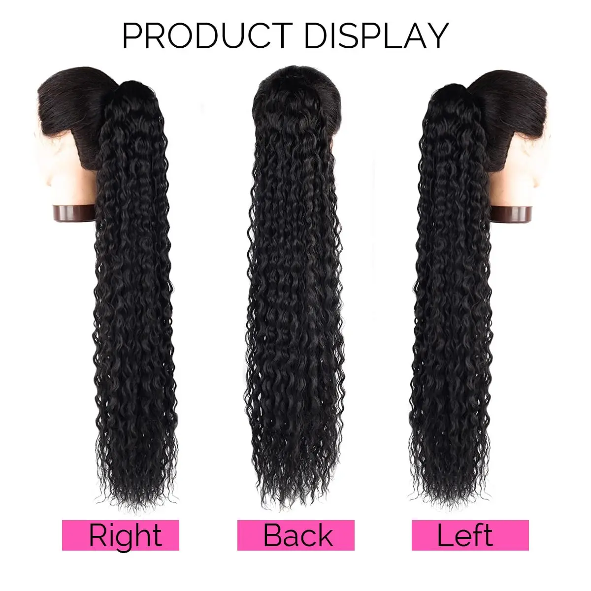 Synthetic Wig 24inch Long Curly Wave Drawstring Ponytail HairPieces Extension Heat Resistant Clip in For Women Girl
