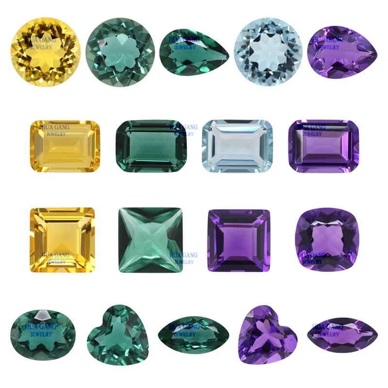 Synthetic crystal amethyst Blue yellow green color Loose Gemstone Oval pear Emerald cut Shape For DIY Jewelry Making
