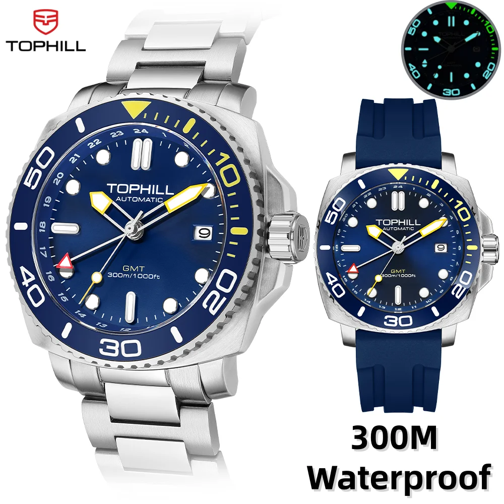 TOPHILL Dive watch NH34 Automatic Movement Submariner Wristwatch 30 bar Men's watches GMT Luxury Sapphire Ceramic bezel reloj