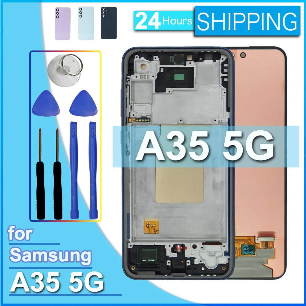Tested LCD for Samsung Galaxy A35 5G LCD Display Touch Screen Digitizer Assembly for Samsung A35 5G A356B A356U A356E Phone LCD
