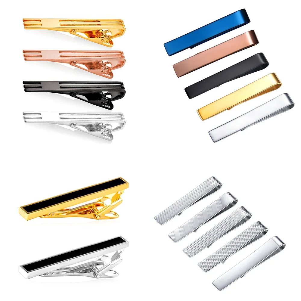 Tie Clip Sets for Man Flat Band Classic Design Multiple Metal Color Tieclip Set Business Men Jewelry Set Gift for Him