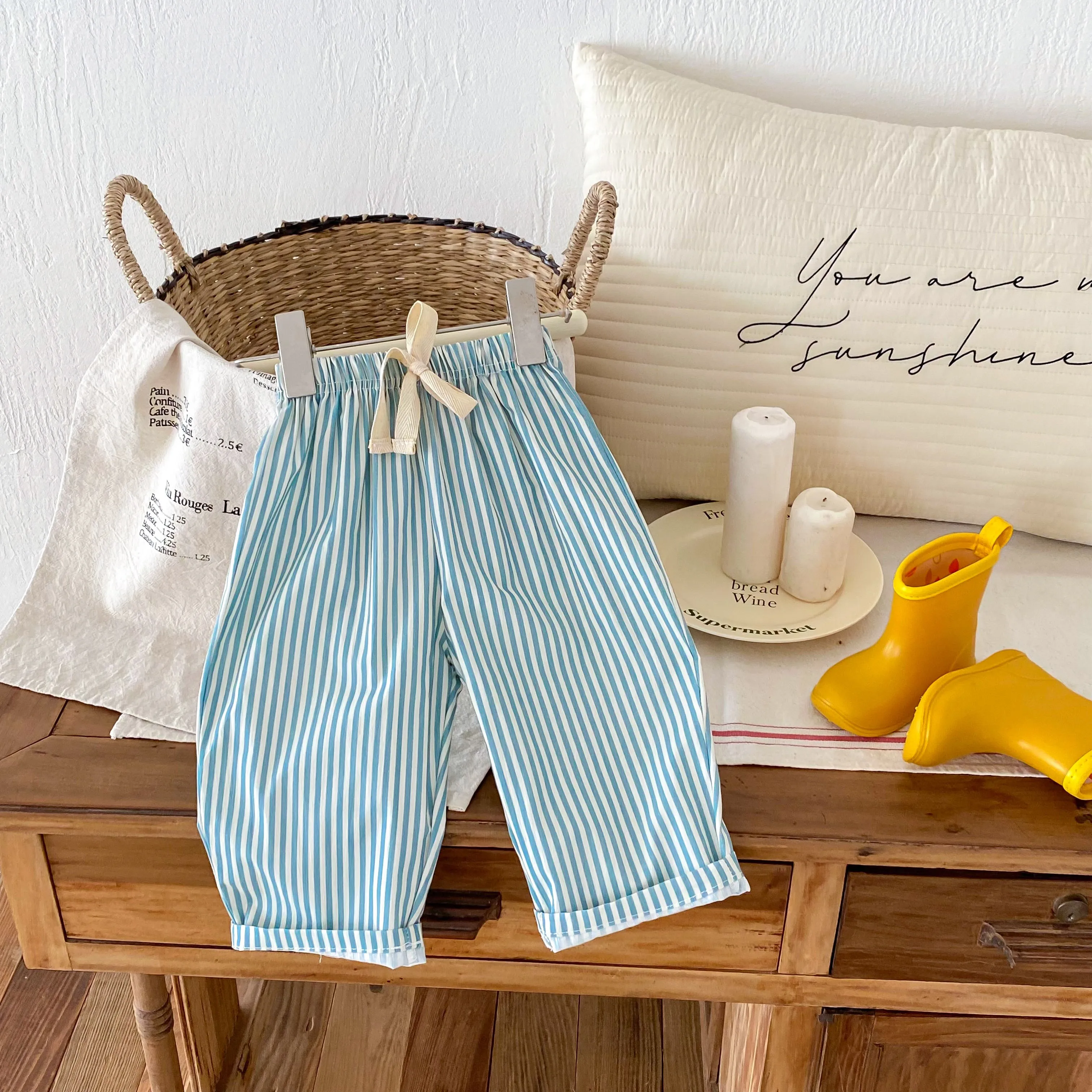 Toddler New Striped Trousers For Boys And Girls Summer Clothes Child Fashion Versatile New Thin Casual Loose Pants Outer Wear