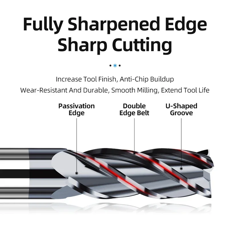 Tooleye Carbide End Mills Cutting Tool For CNC Maching Alloy Coating Flat Metal Cutter 2/4 Flutes Tungsten Steel Milling Cutter