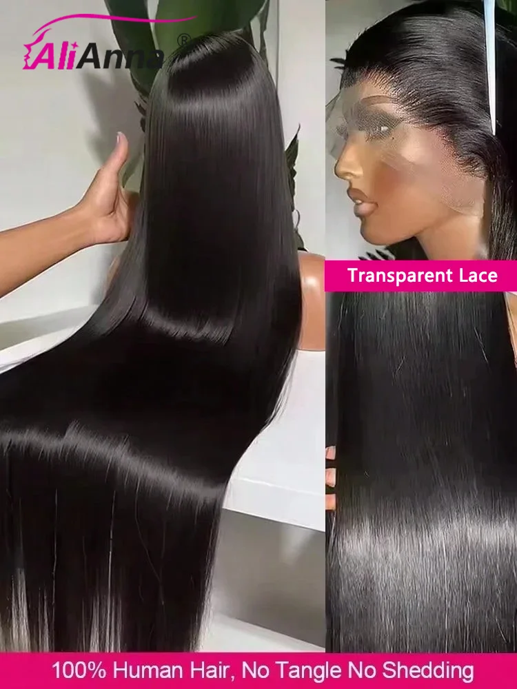 Transparent Lace Wig 13x6 Straight Lace Frontal Human Hair Wigs for Women Peruvian Remy 18-32inch Long Thick Human Hair Wig 180%