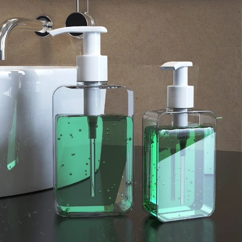 Transparent Square Soap Dispenser, Countertop Lotion Bottle With Pump Bathroom Lotion Liquid Soap Dispenser Refillable Emp