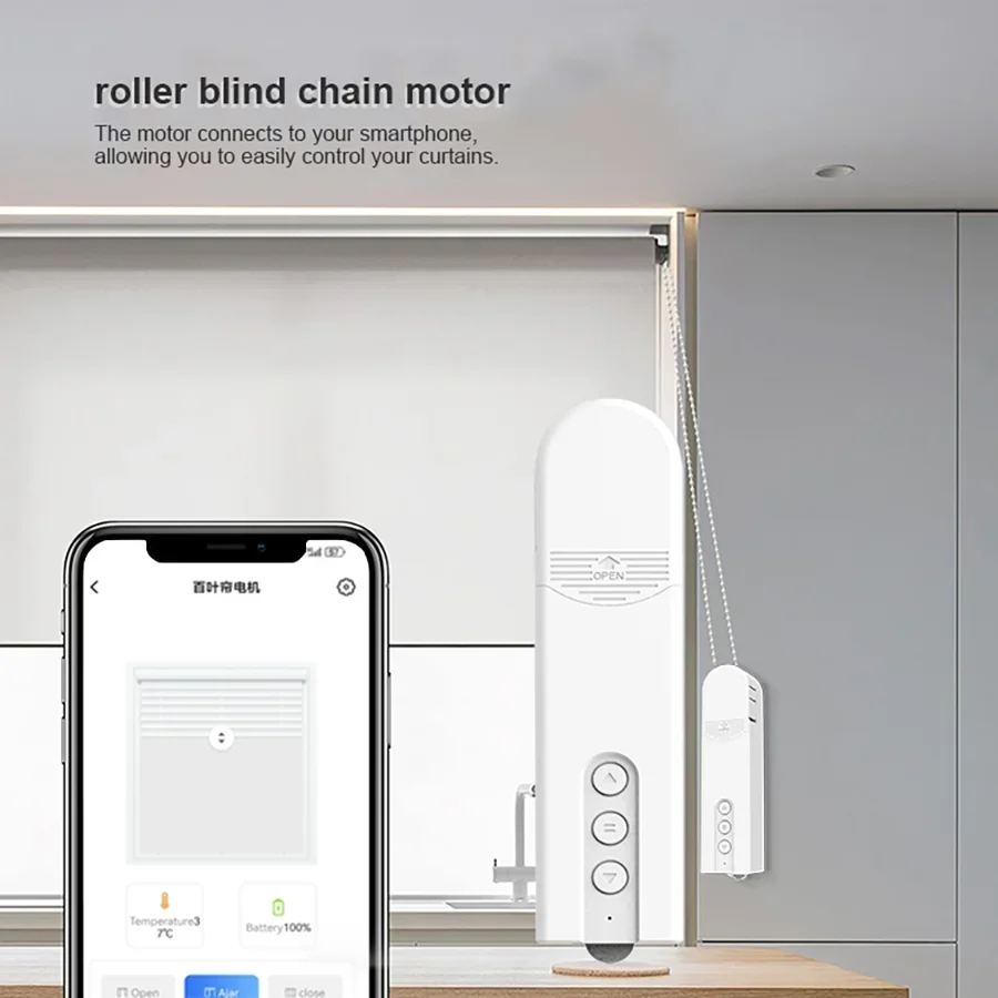 Tuya Motorized Roller Blinds with Bluetooth Remote And Voice Control Compatible with Alexa Google Home for Home Automation