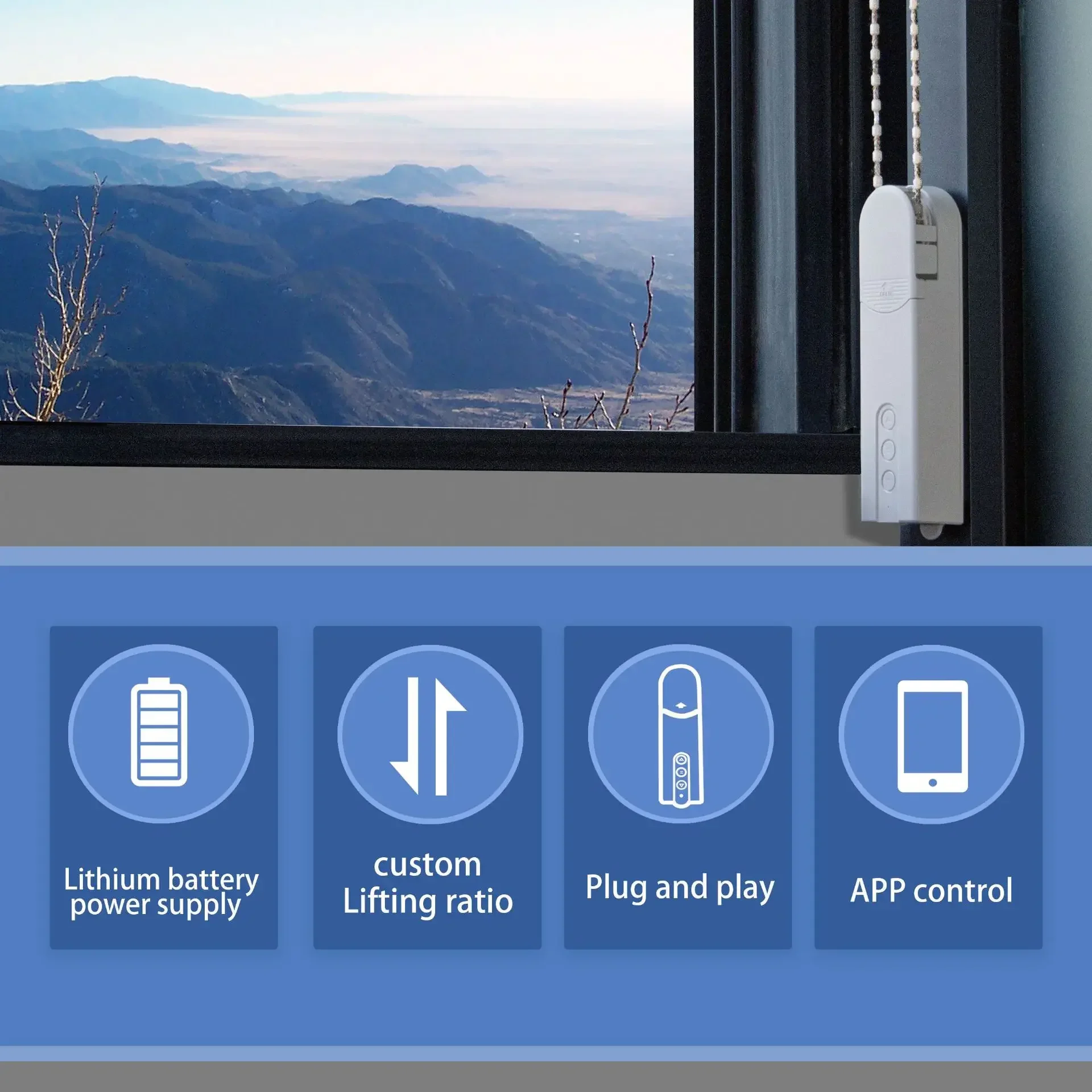 Tuya Motorized Roller Blinds with Bluetooth Remote And Voice Control Compatible with Alexa Google Home for Home Automation