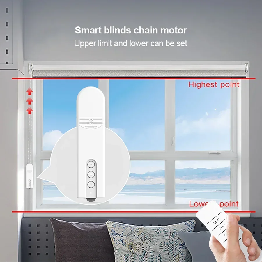 Tuya Motorized Roller Blinds with Bluetooth Remote And Voice Control Compatible with Alexa Google Home for Home Automation