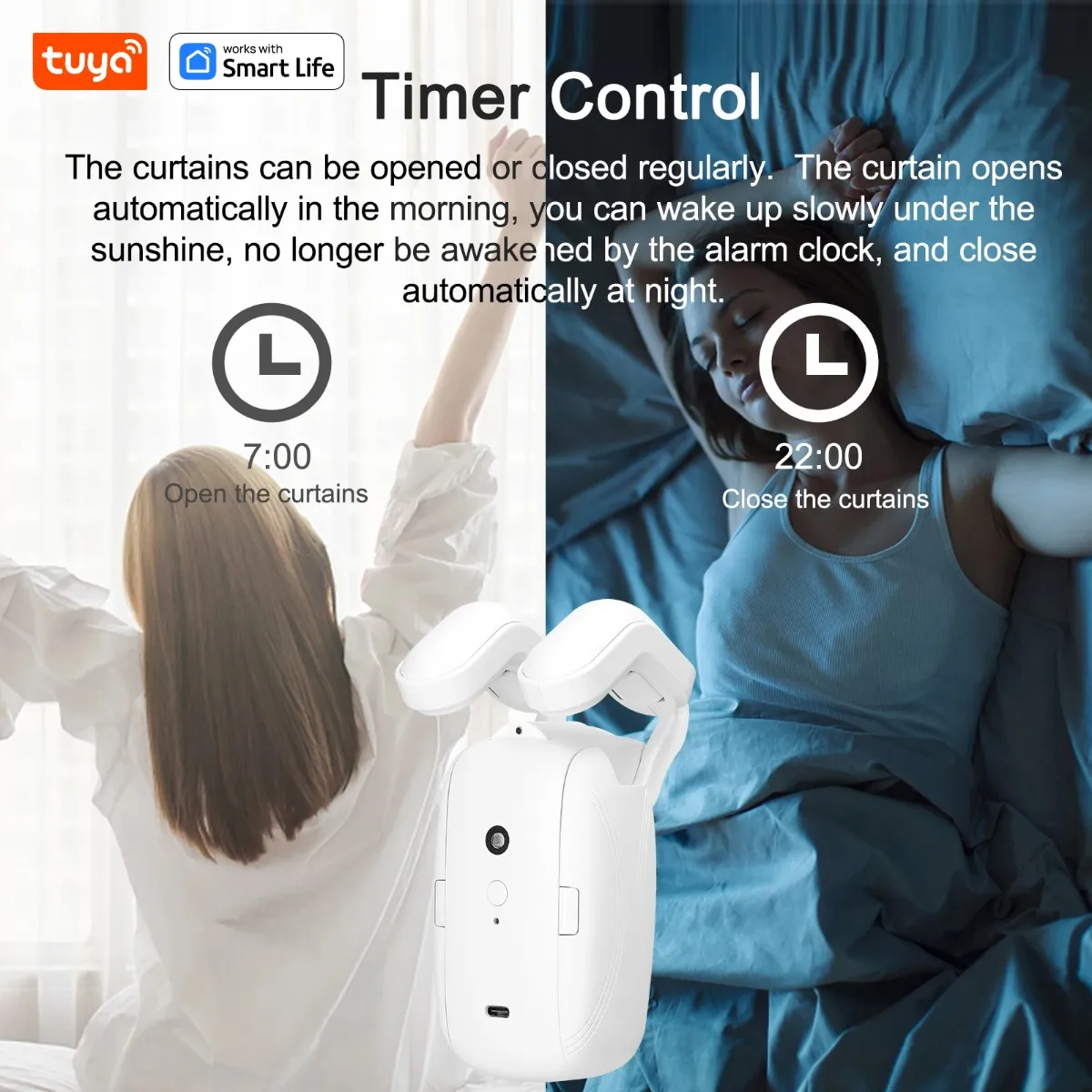 Tuya Smart Curtain Robot Curtain Motor 3-in-1 Tuya APP/Remote control Timed switch, Pull-to-start For Roman T U Tracks