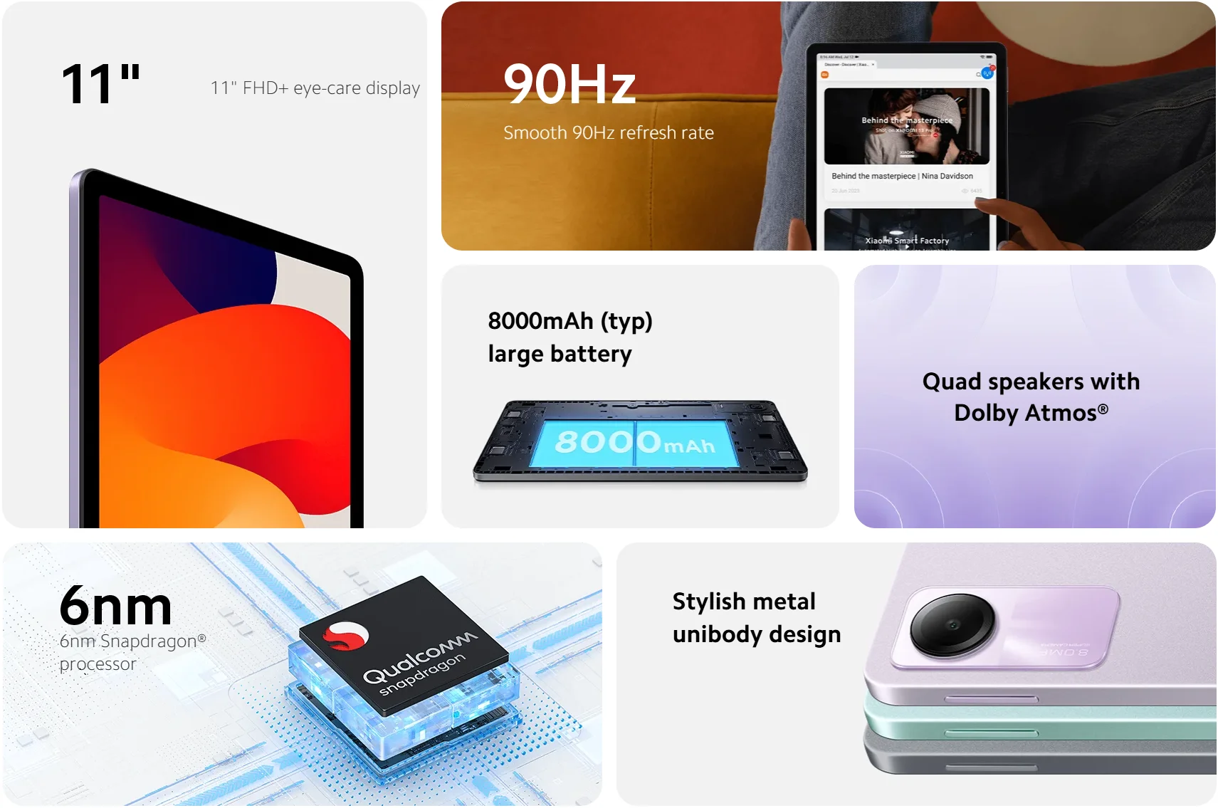 UK Version Xiaomi Redmi Pad SE 8.7 inch Mi Tablet 90Hz Display 6650mAh MTK Helio G85 Dual speakers Dolby Atmos