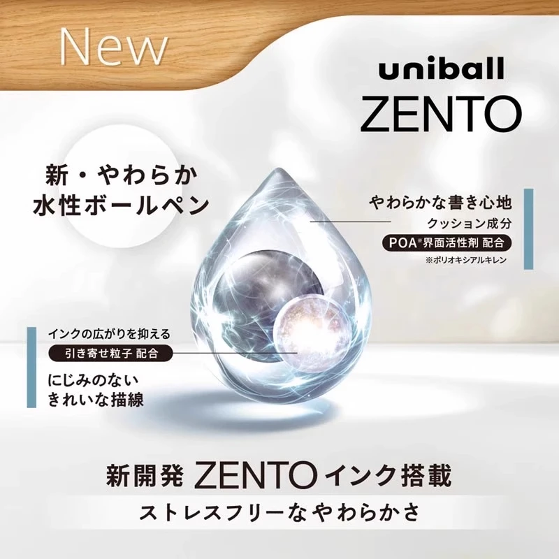 Uniball ZENTO Gel Rollerball Pens, 0.38/05 Standard Model Quick-Drying Smudge-Resistant Ink Fluent Writing Pen School Acsesories