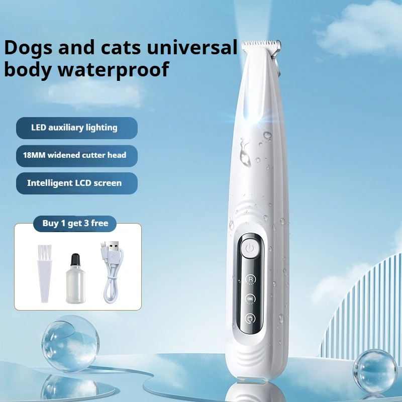 Upgrade Dog Paw Trimmer with LED Light Waterproof Portable Pet Hair Trimmer with Display Dog Clippers Grooming 18mm Widen Blade