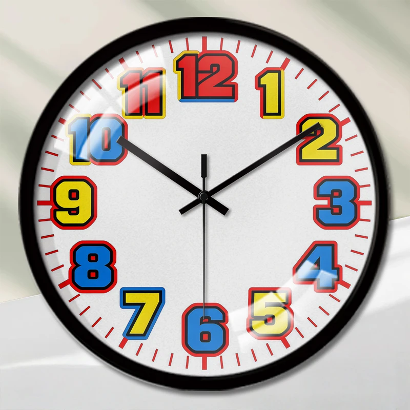 Vibrant Multi-Color Cartoon Round Silent Hanging Wall Clock,Suitable For Living Room,School,Study Room,Bedroom, Children's Gifts