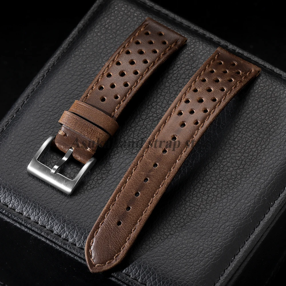 Vintage Genuine Leather Strap 18mm 20mm 22mm Universal Men Women Cowhide WatchBand Breathable Bracelet Sport Wristbelt Accessory