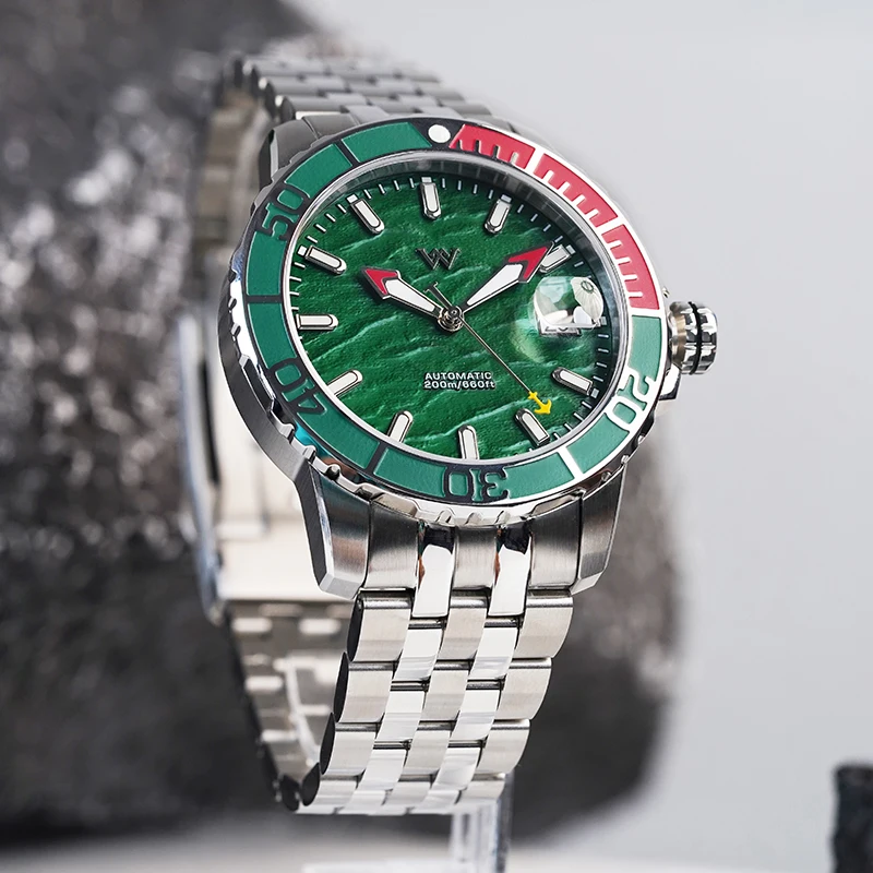 WM Watch Automatic Mechanical Watches NH35 Anti-reflective 200 Water Resistant Sapphire Crystal Welly Merck Watch WM206