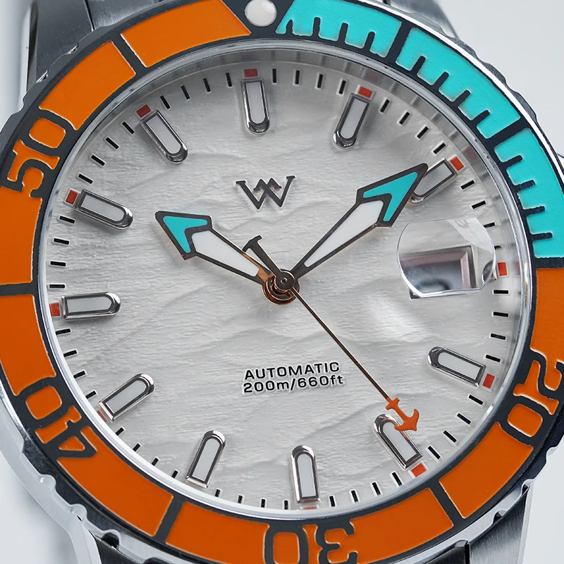 WM Watch Automatic Mechanical Watches NH35 Anti-reflective 200 Water Resistant Sapphire Crystal Welly Merck Watch WM206