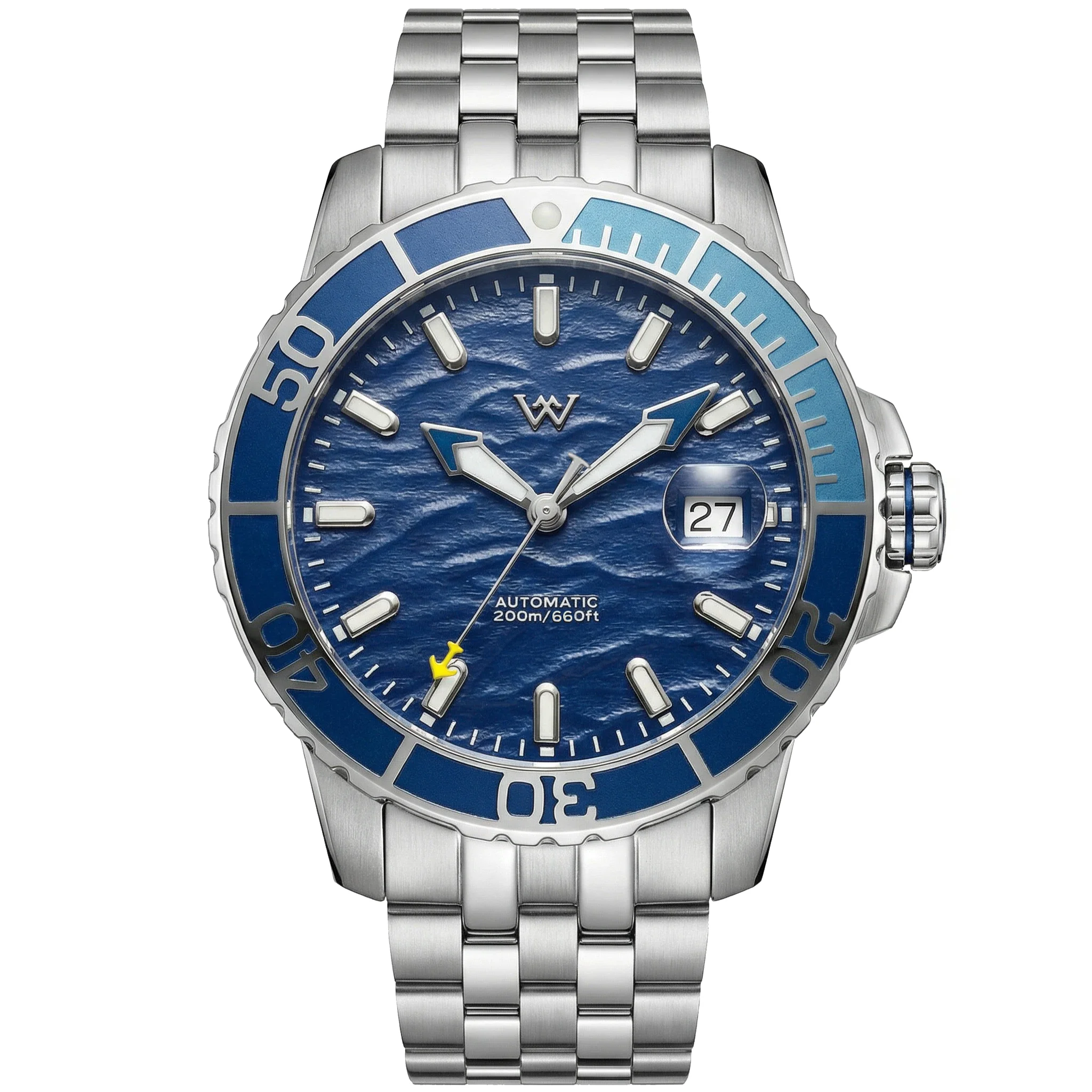 WM Watch Automatic Mechanical Watches NH35 Anti-reflective 200 Water Resistant Sapphire Crystal Welly Merck Watch WM206