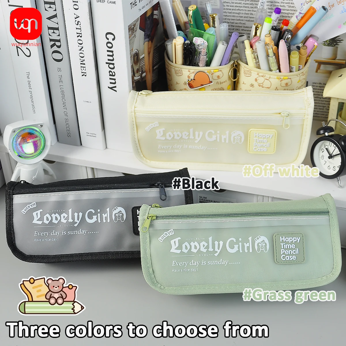 WQN-1PC Large Capacity Simple Pencil Case Student Pencil Case Convenient Simple Pencil Bag School Office Stationery Supplies