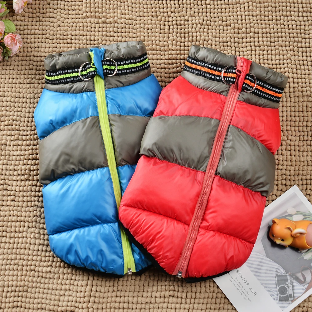 Warm Pet Apparel Winter Windproof Puppy Clothes For Small Medium Dogs Cats Vest Coat With D-Ring Chihuahua Schnauzer Outfits