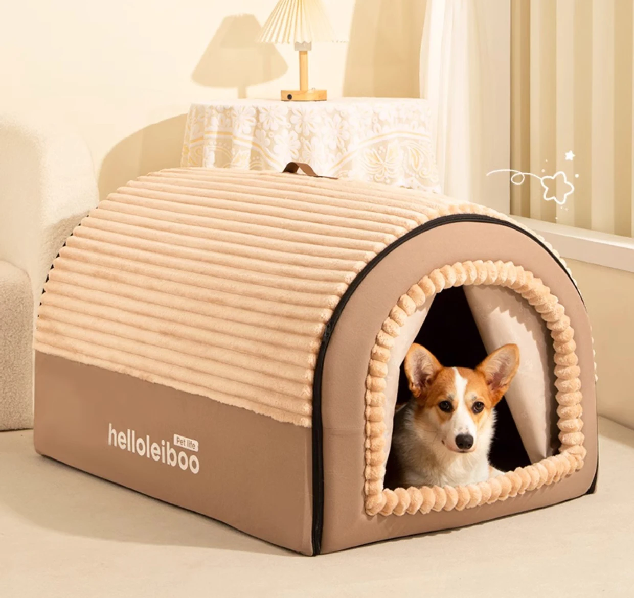 Warm Winter Pet Bed Foldable Sofa Style Dog House Enclosed Cave Nest Removable Kennel Villa for Cats And Dogs Pet Supply