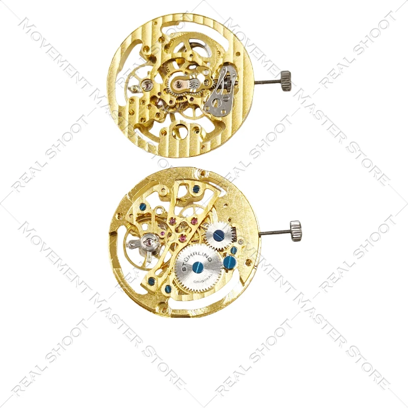 Watch movement, Dandong 7120 hollow movement, three needles, hollow gold, manual winding (32.8mm)