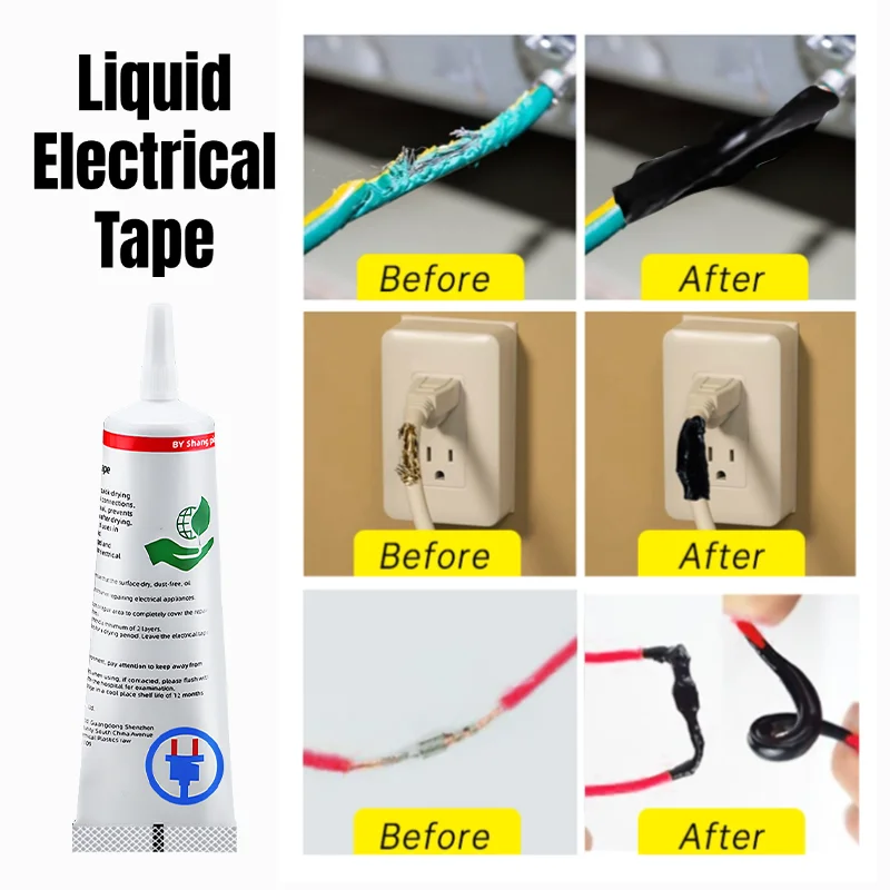 Waterproof Liquid Electrical Tape Rubber Insulating Cable Wire Coat Glue Insulation Adhesives Sealer Home Fix Line Glue