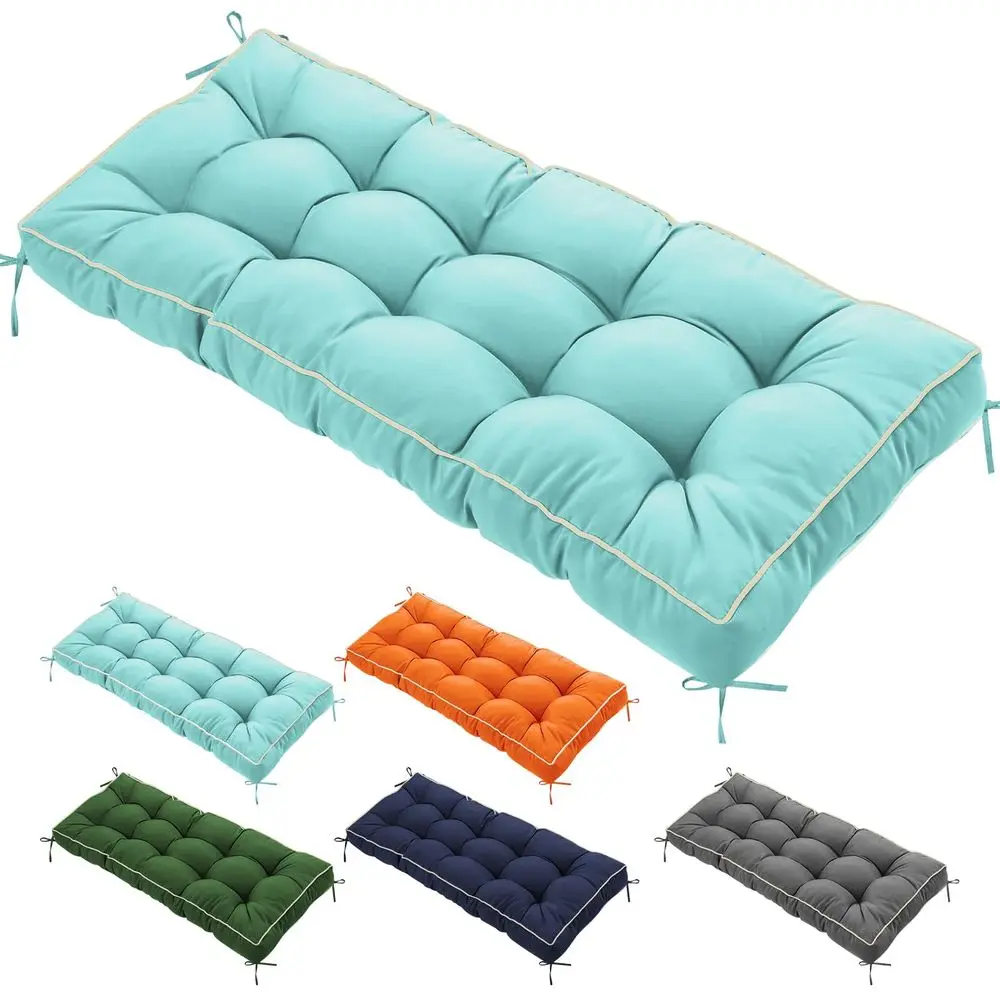 Waterproof Outdoor Bench Cushion for Patio Furniture, Long Time Color Fastness Patio Porch Swing Replacement Seat Pad with Ties