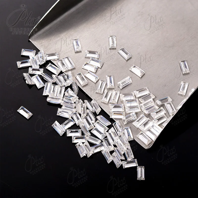 Wholesale White Baguette Moissanite Diamond Rectangular Loose Stone Lab Grown Gemstone Synthetic Beads DIY Jewelry&Watch Making