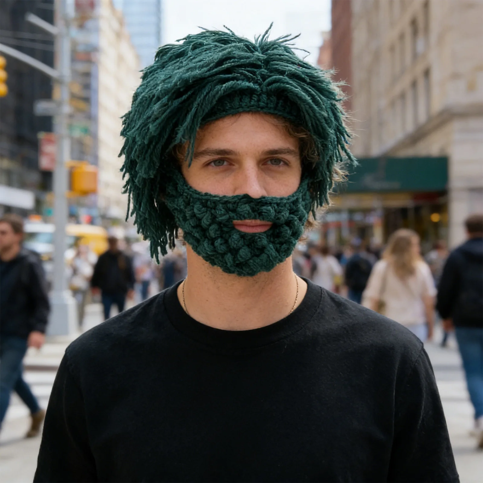 Wig Beard Hats Knitted Cap Creative Barbarian Wig Funny Knit Hat Beard Funny Party Mad Scientist Hip Hop Knit Warm Winter Cap