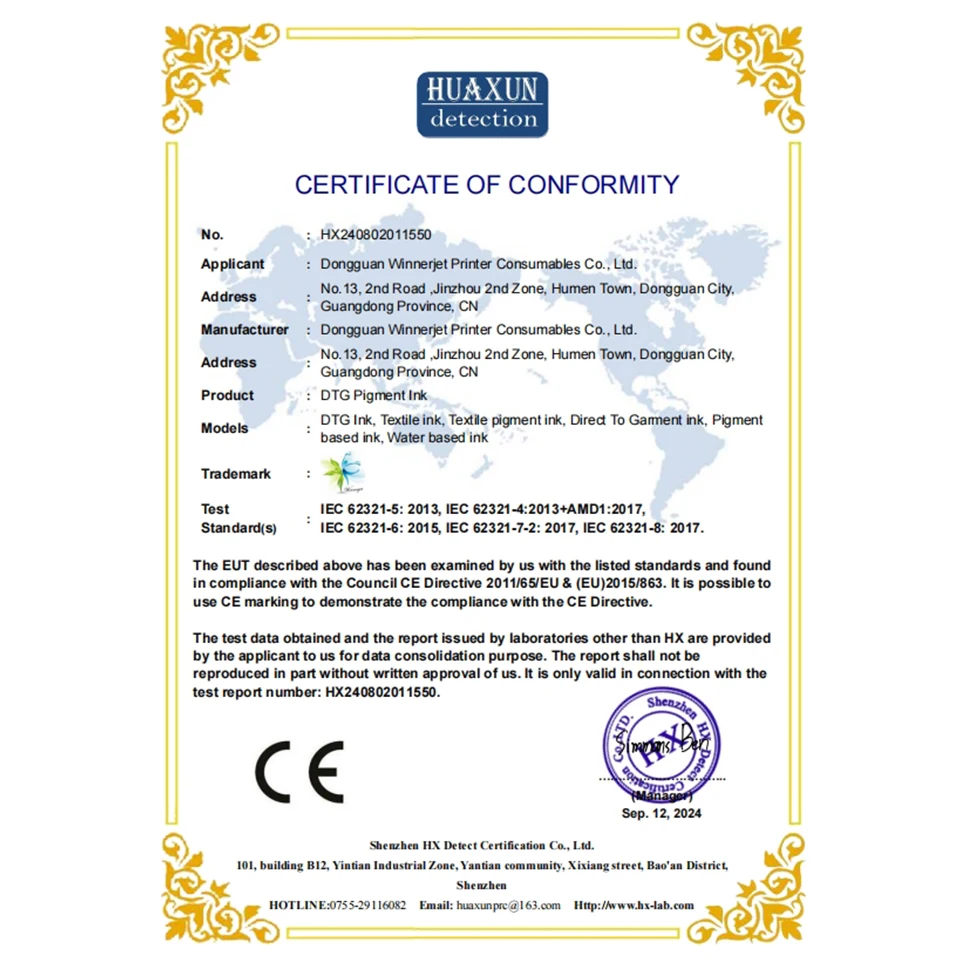 Winnerjet 700ML/Bag DTG Textile Ink Bag With Chip For Brother GTX-422 GTX-423 GTX-425 GTX GTX PRO printer