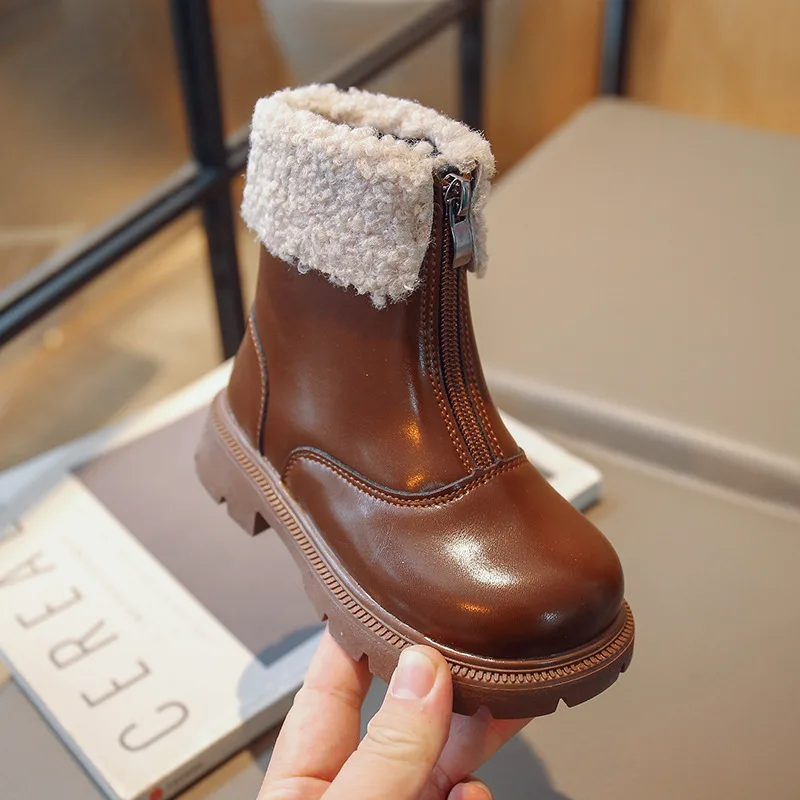 Winter Child Boot 2025 New Korean Edition Child Velvet Flat Boot Casual Child Anti slip Warm Snow Boots Girl Fashion Boots