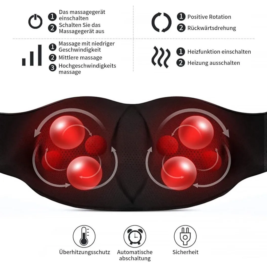 Wireless Neck And Back Massager Shiatsu Deep Kneading Massage Shawl Cervical Relaxing Trapezius Body Massager For Neck Waist Leg