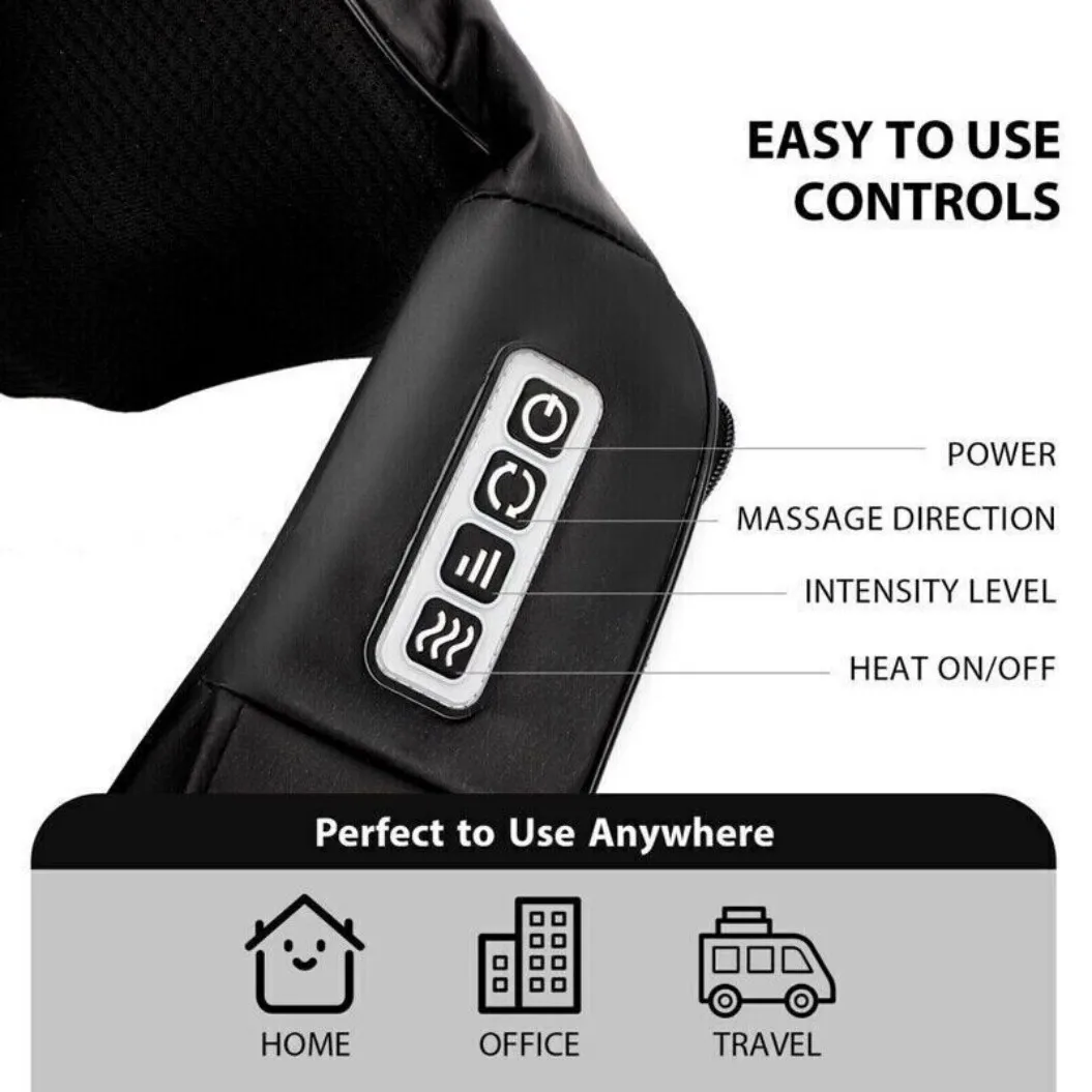 Wireless Neck And Back Massager Shiatsu Deep Kneading Massage Shawl Cervical Relaxing Trapezius Body Massager For Neck Waist Leg
