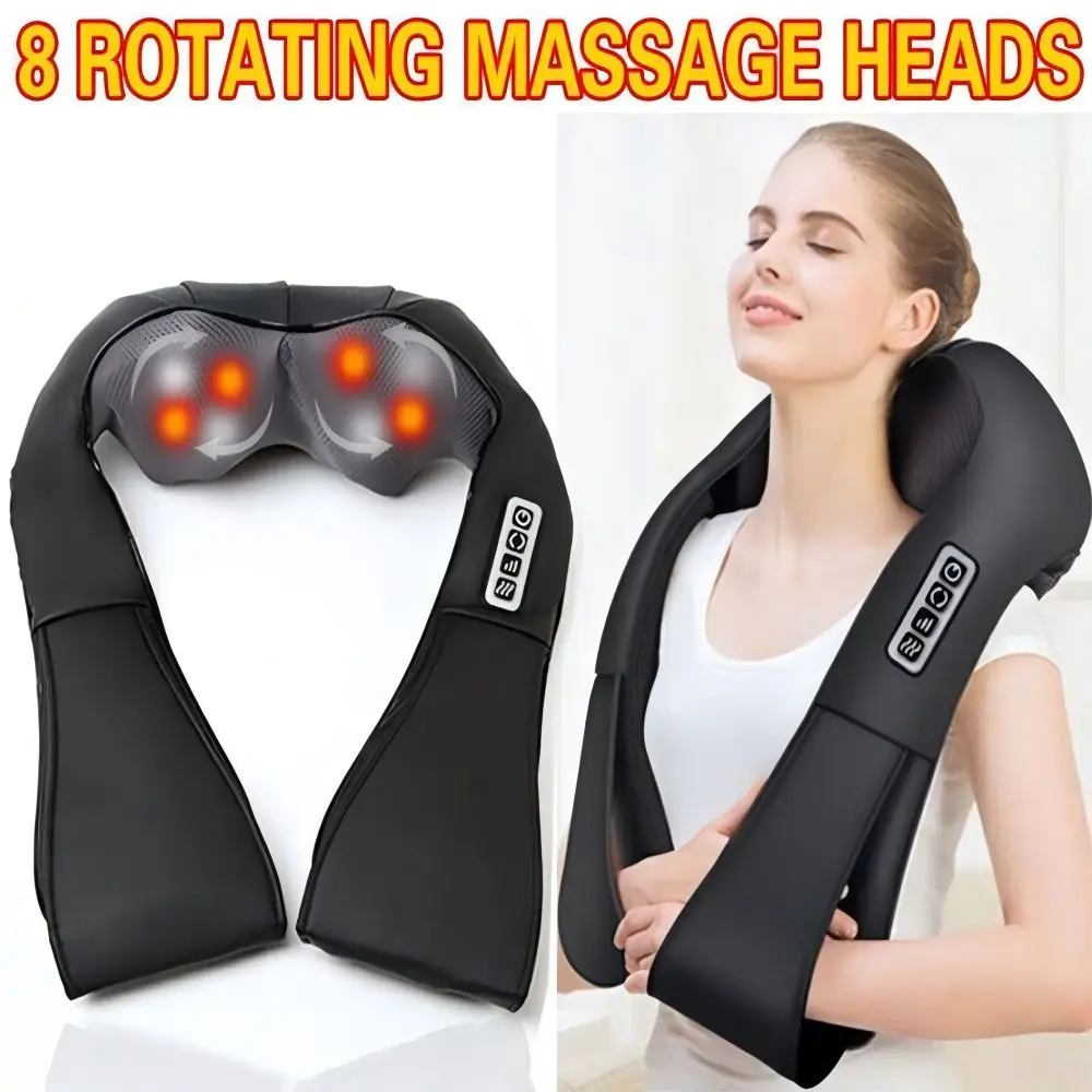 Wireless Neck And Back Massager Shiatsu Deep Kneading Massage Shawl Cervical Relaxing Trapezius Body Massager For Neck Waist Leg